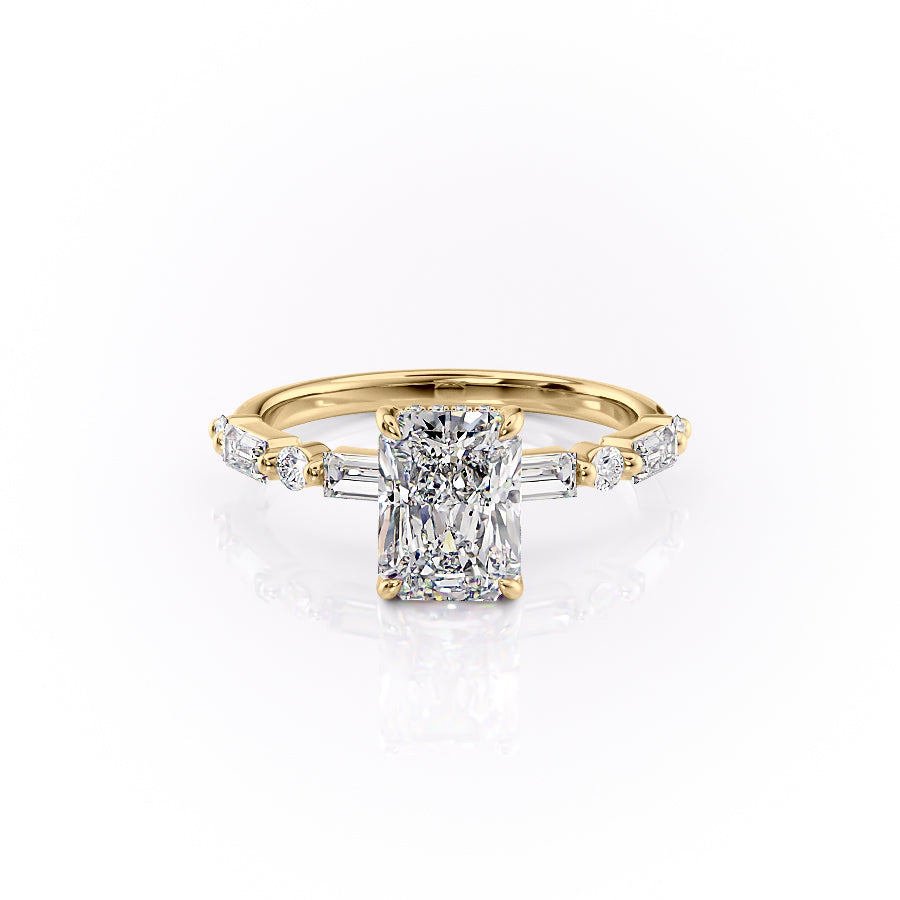 The Palmer Set With Radiant Side Stone Lab Diamond 1 Carat 14K Gold#material_gold