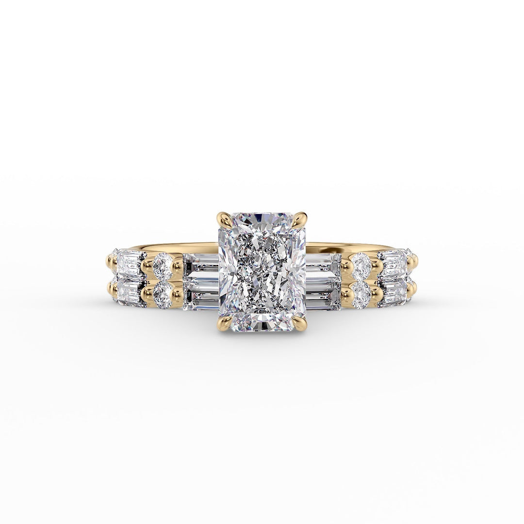 The Palmer Set With Radiant Side Stone Lab Diamond 2 Carat 14K Gold#material_gold