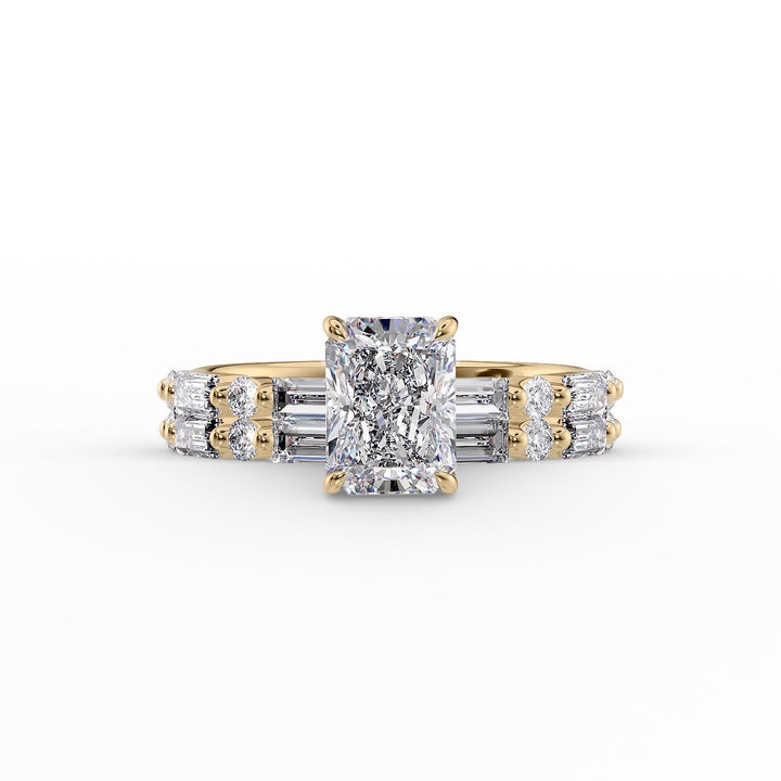 The Palmer Set With Radiant Side Stone Lab Diamond 2 Carat 14K Gold#material_gold