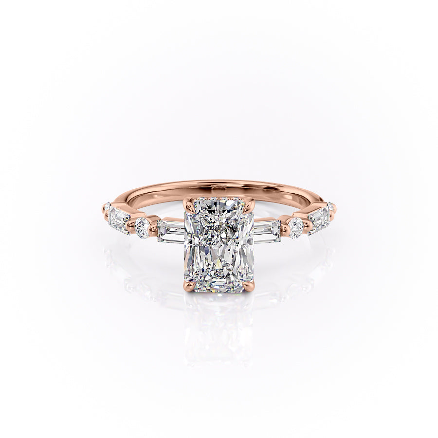 The Palmer Set With Radiant Side Stone Lab Diamond 1 Carat 14K Rose#material_rose