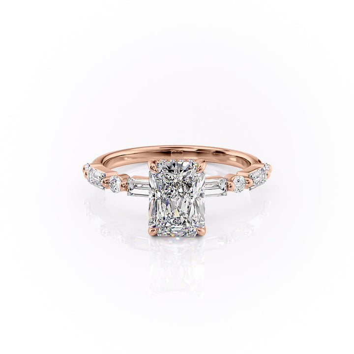 The Palmer Set With Radiant Side Stone Lab Diamond 1 Carat 14K Rose#material_rose