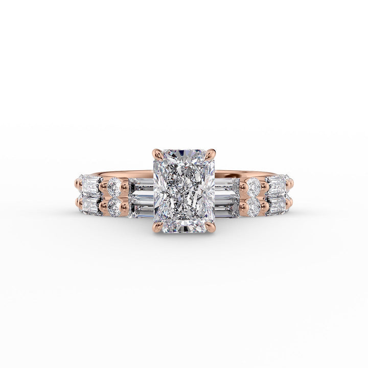 The Palmer Set With Radiant Side Stone Lab Diamond 2 Carat 14K Rose#material_rose