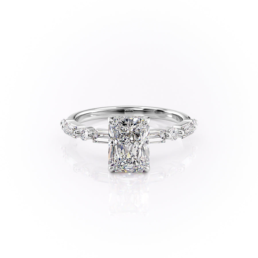 The Palmer Set With Radiant Side Stone Lab Diamond 1 Carat 14K White#material_white