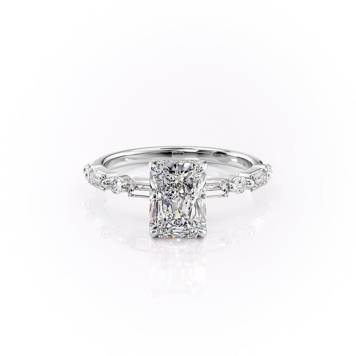 The Palmer Set With Radiant Side Stone Lab Diamond 1 Carat 14K White#material_white