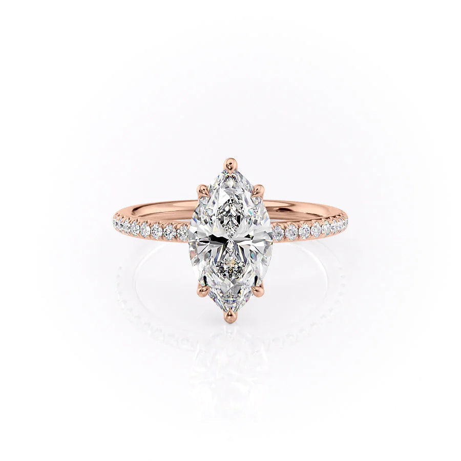 The Pave Abby Set With Marquise Pave Lab Diamond 1 Carat 14K Rose#material_rose
