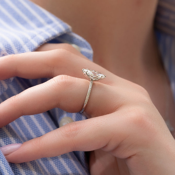 The Pave Abby Marquise Lab Diamond Moissanite Engagement Ring *Shown with 2 ct #material_white
