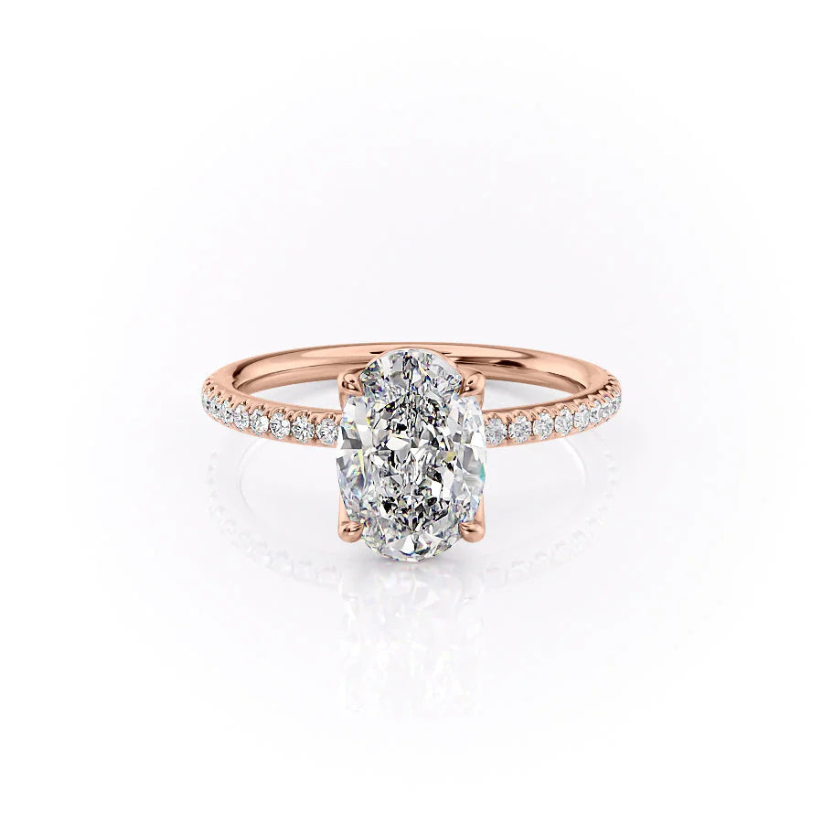 The Pave Abby Set With Oval Pave Lab Diamond 1 Carat 14K Rose#material_rose