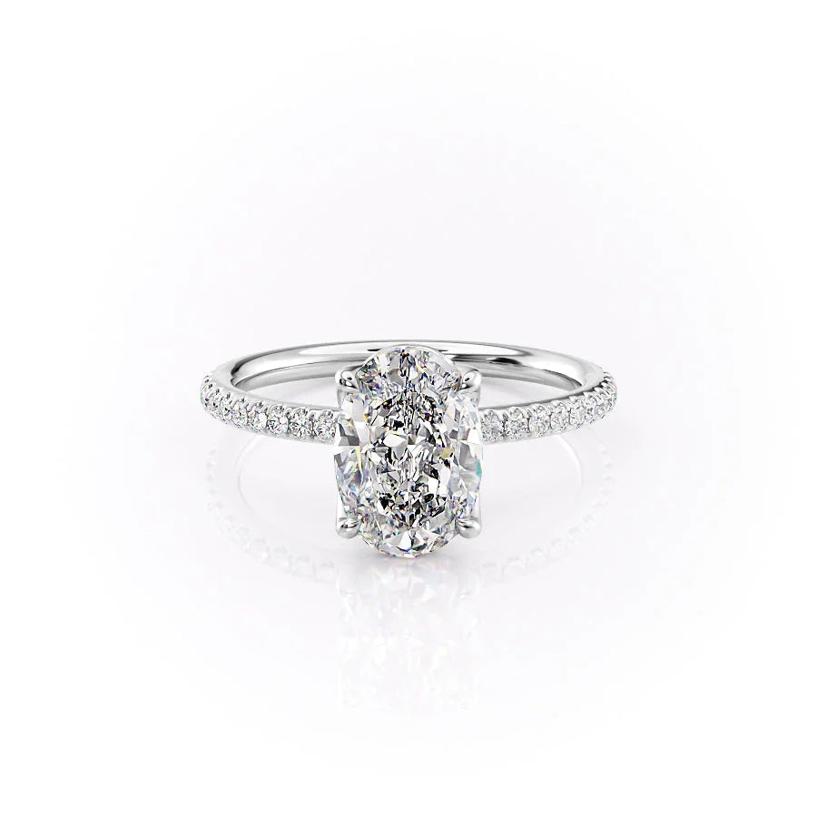 The Pave Abby Set With Oval Pave Lab Diamond 1 Carat 14K White#material_white