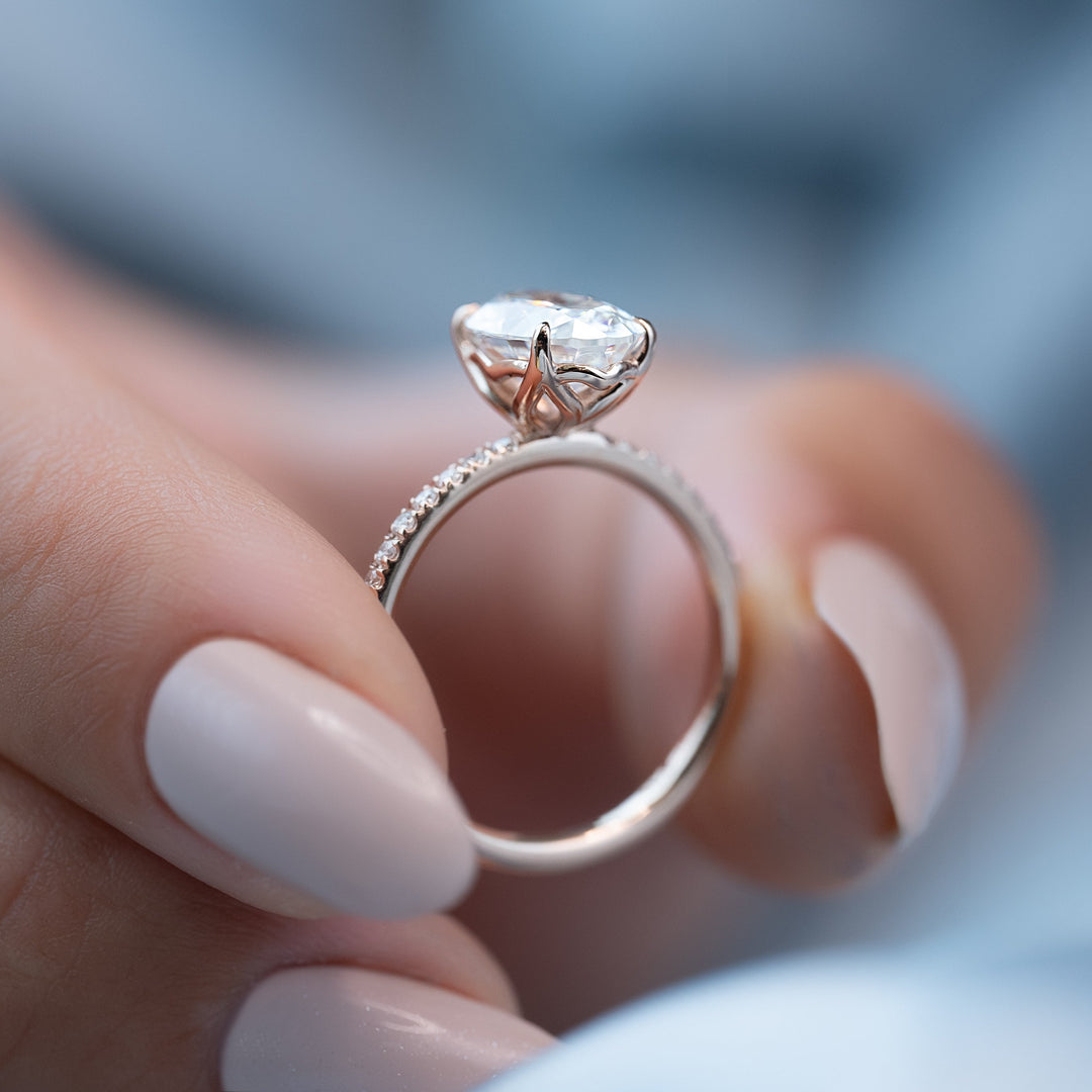 The Pave Abby Oval Lab Diamond Moissanite Engagement Ring