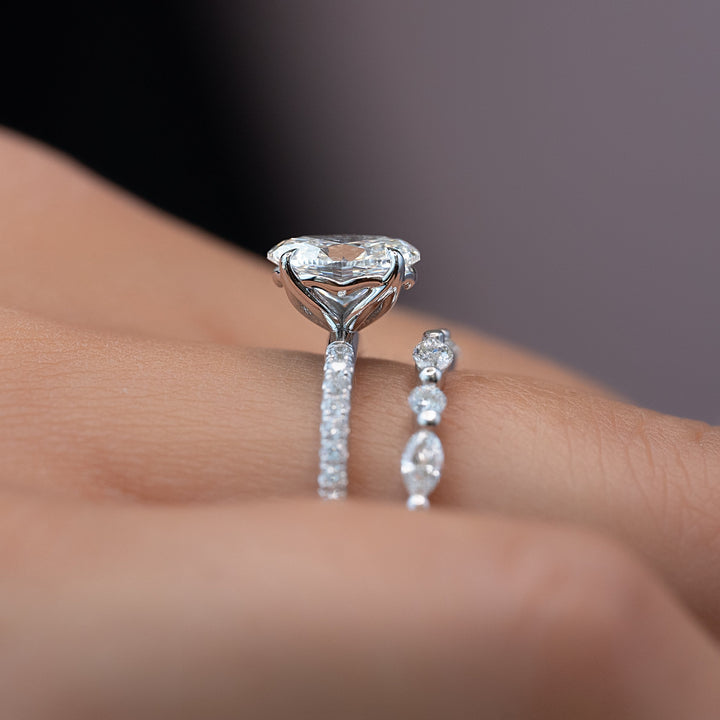 The Pave Abby Oval Lab Diamond Moissanite Engagement Ring *Shown with 1 ct #material_white