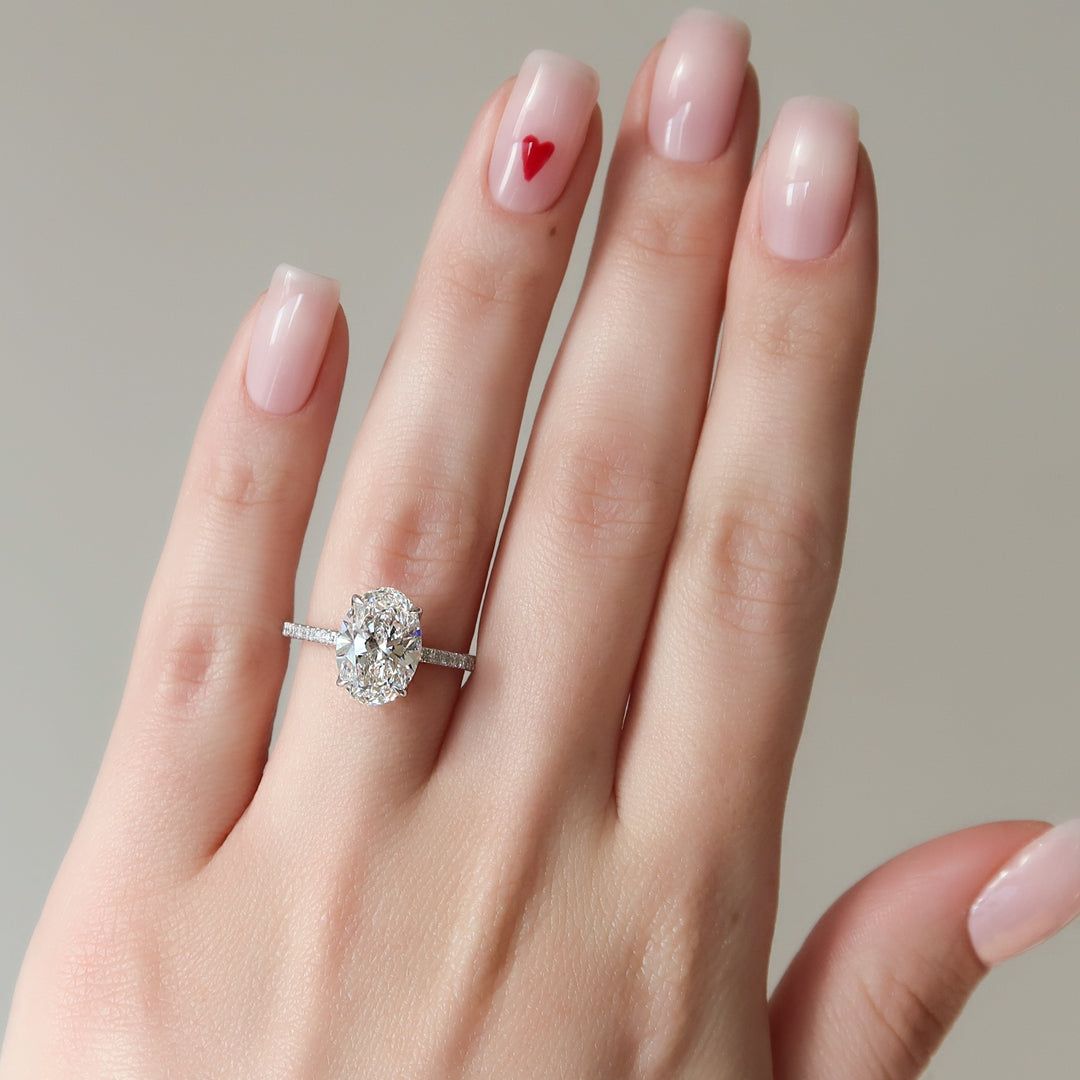 The Pave Abby Oval Lab Diamond Moissanite Engagement Ring