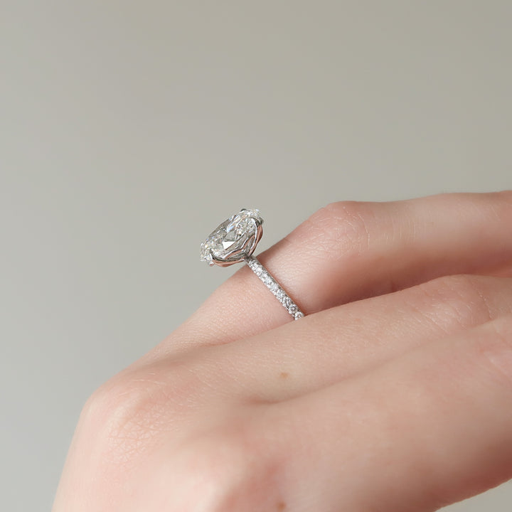 The Pave Abby Oval Lab Diamond Moissanite Engagement Ring *Shown with 3.5 ct #material_white
