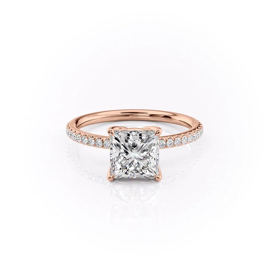 The Pave Abby Set With Princess Pave Lab Diamond 1 Carat 14K Rose#material_rose