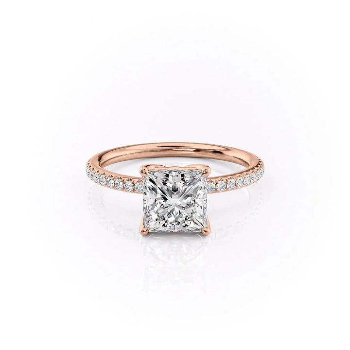 The Pave Abby Set With Princess Pave Lab Diamond 1 Carat 14K Rose#material_rose