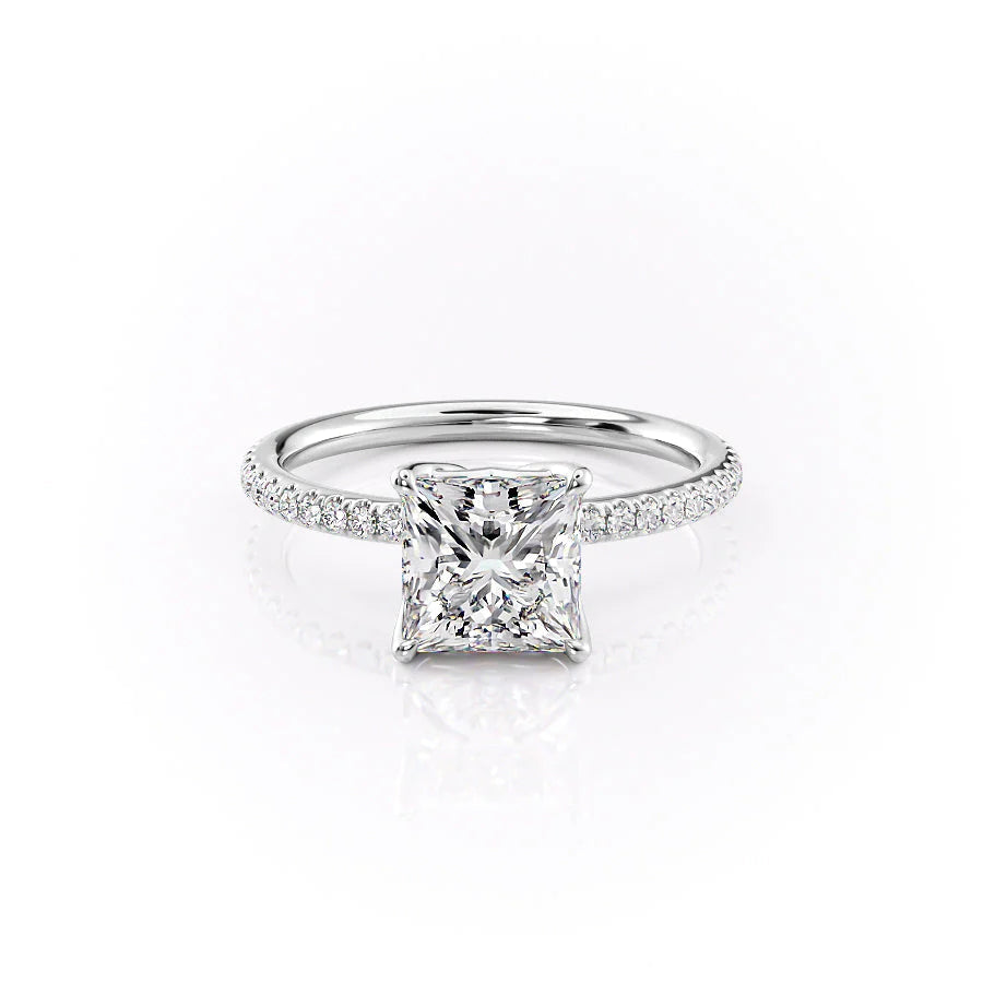 The Pave Abby Set With Princess Pave Lab Diamond 1 Carat 14K White#material_white