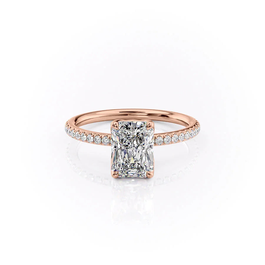 The Pave Abby Set With Radiant Pave Lab Diamond 1 Carat 14K Rose#material_rose