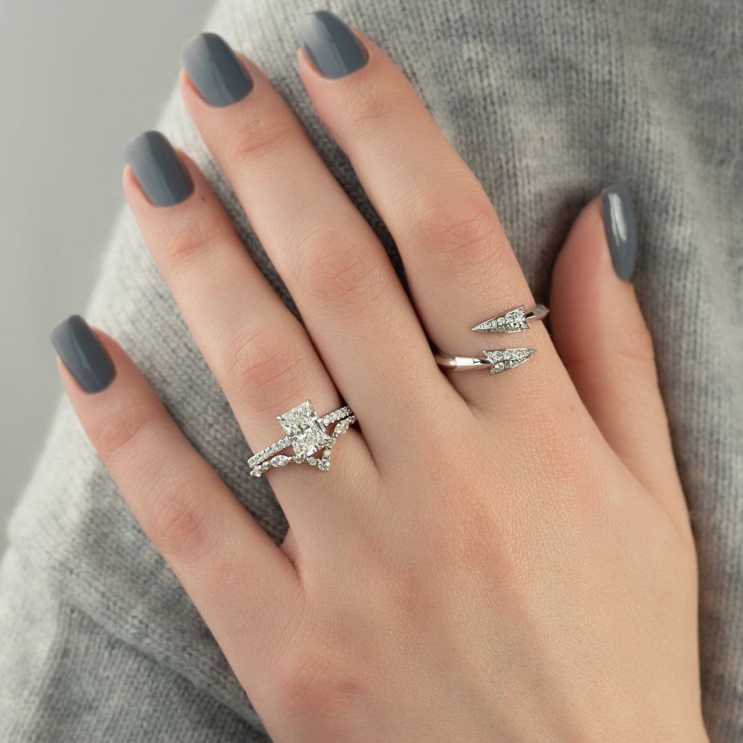 The Pave Abby Radiant Lab Diamond Moissanite Engagement Ring