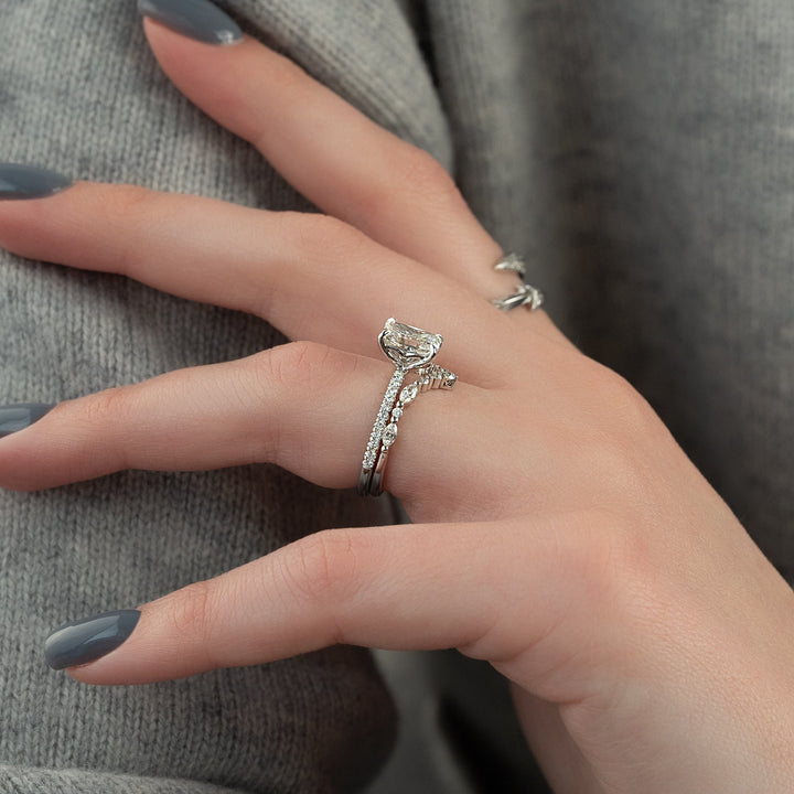 The Pave Abby Radiant Lab Diamond Moissanite Engagement Ring *Shown with 2 ct #material_white