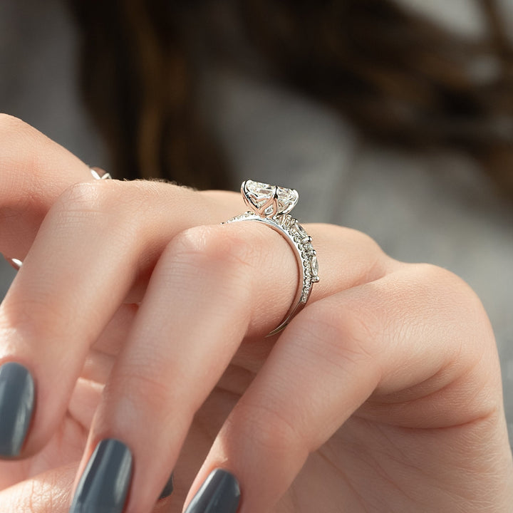 The Pave Abby Radiant Lab Diamond Moissanite Engagement Ring *Shown with 2 ct #material_white