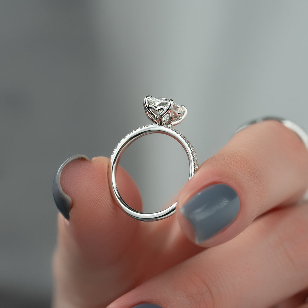 The Pave Abby Radiant Lab Diamond Moissanite Engagement Ring