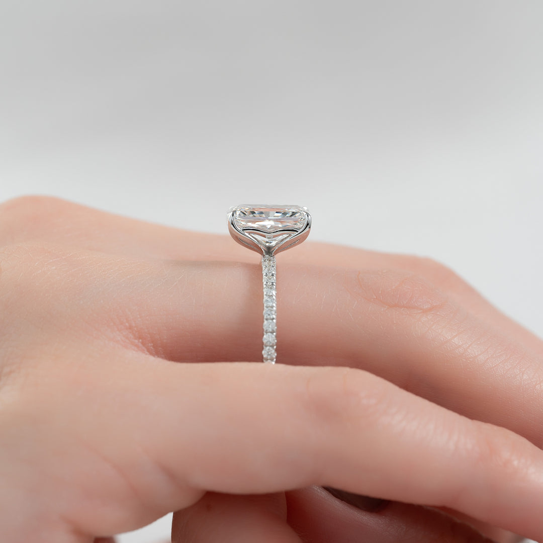 The Pave Abby Radiant Lab Diamond Moissanite Engagement Ring