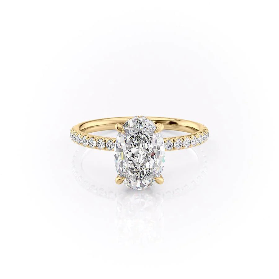 The Pave April Set With Oval Pave Lab Diamond 1 Carat 14K Gold#material_gold