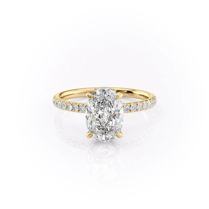 The Pave April Set With Oval Pave Lab Diamond 1 Carat 14K Gold#material_gold