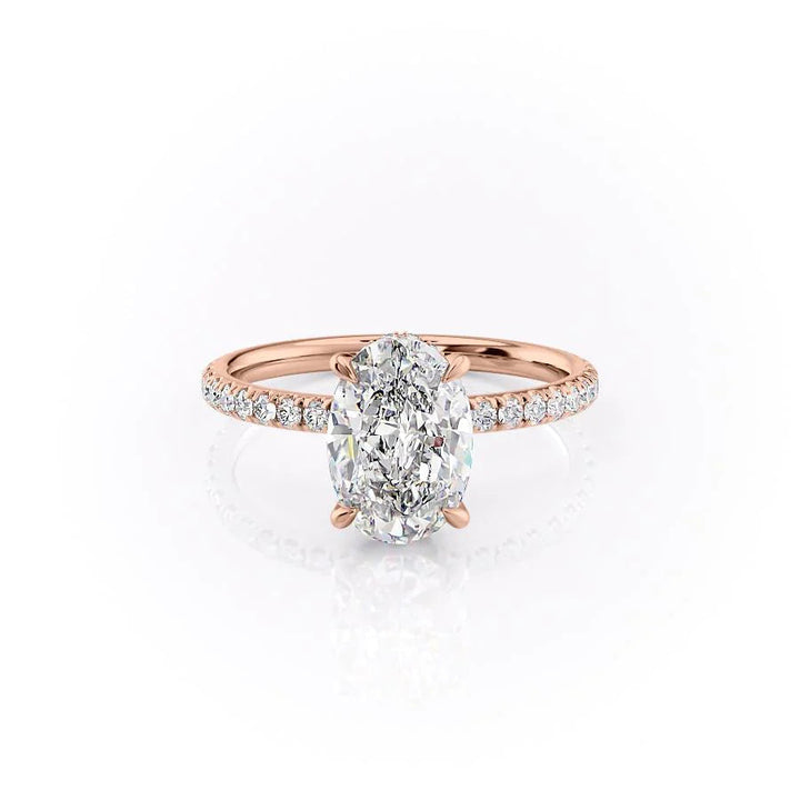 The Pave April Set With Oval Pave Lab Diamond 1 Carat 14K Rose#material_rose