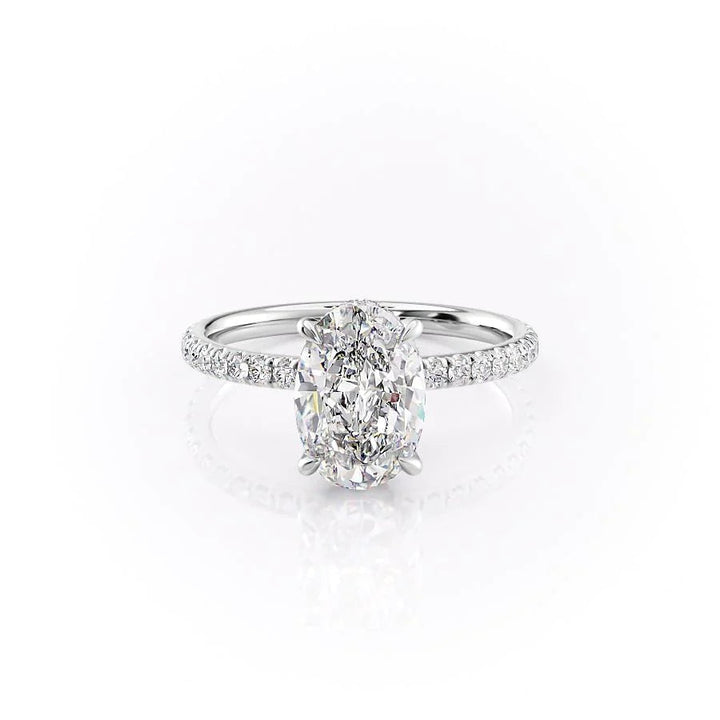 The Pave April Set With Oval Pave Lab Diamond 1 Carat 14K White#material_white