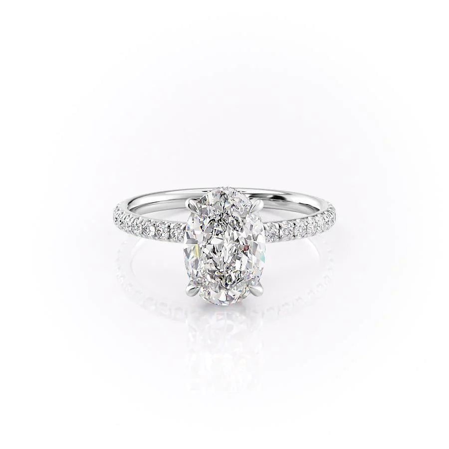 The Pave April Set With Oval Pave Lab Diamond 1 Carat 14K White#material_white