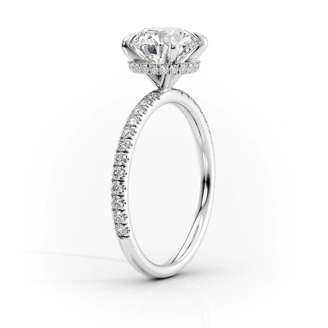 The Pave April Set With Oval Pave Lab Diamond 1.5 Carat 14K White#material_white