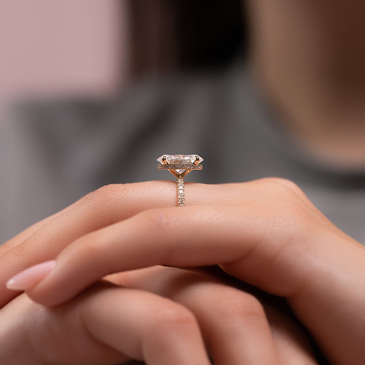 The Pave April Oval Lab Diamond Moissanite Engagement Ring *Shown with 3.5 ct #material_gold