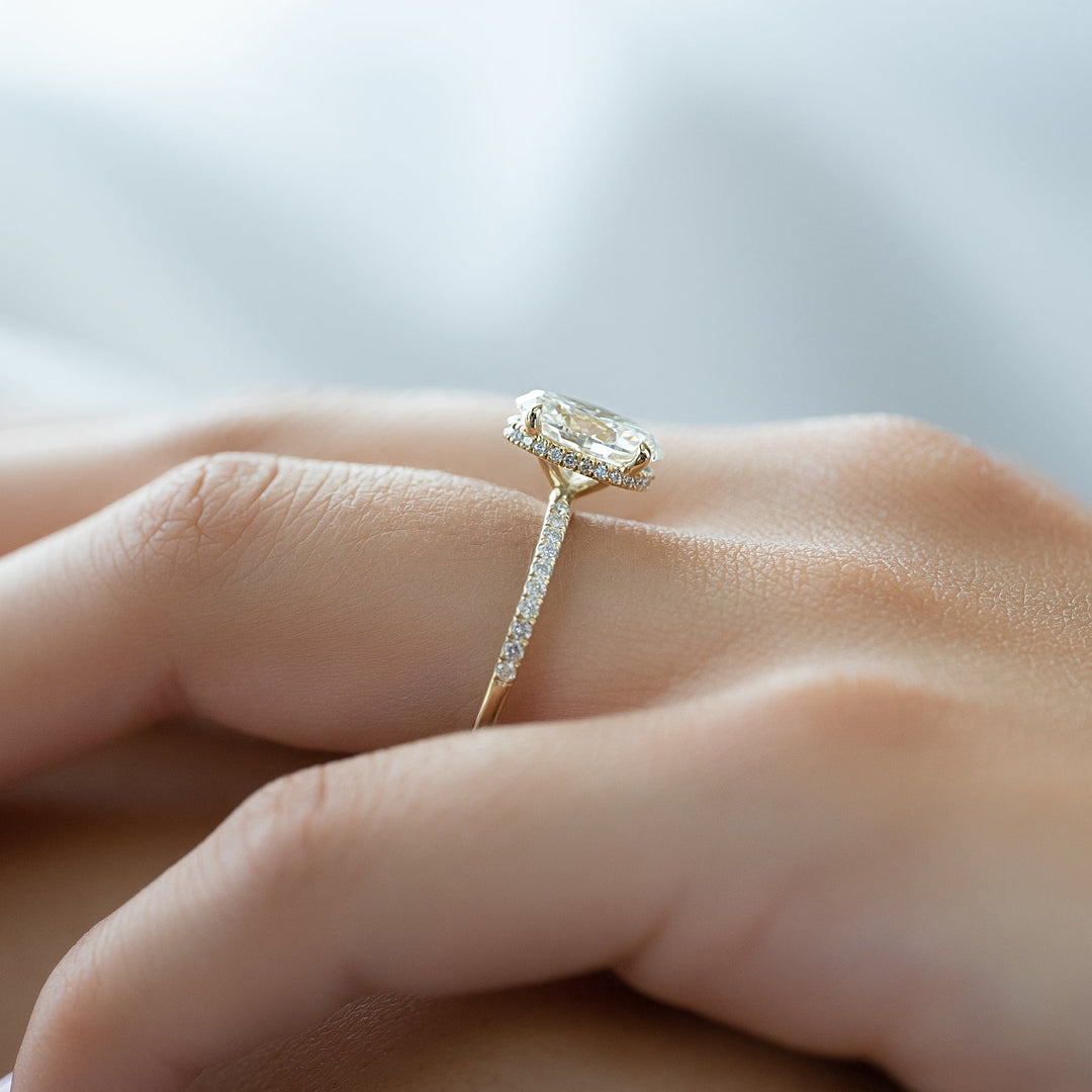 The Pave April Oval Lab Diamond Moissanite Engagement Ring