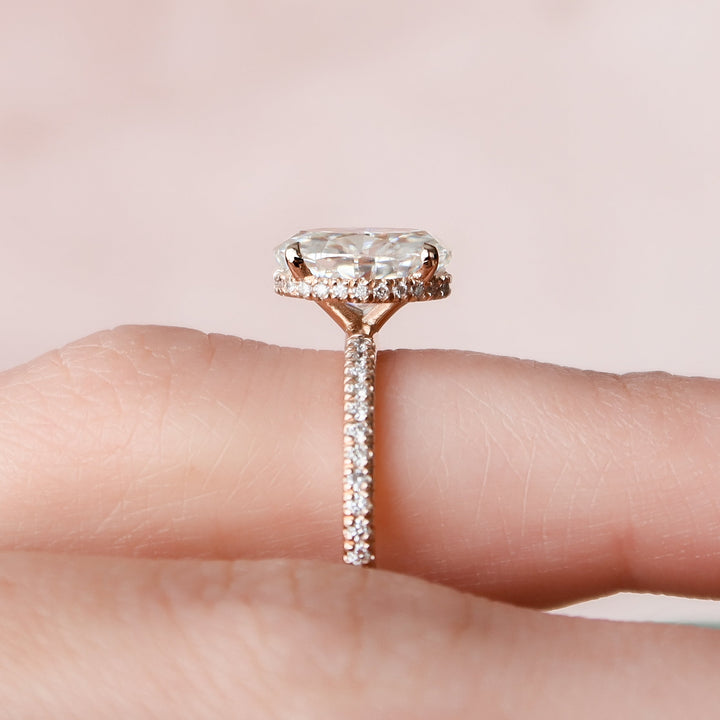 The Pave April Oval Lab Diamond Moissanite Engagement Ring *Shown with 2.5 ct #material_rose