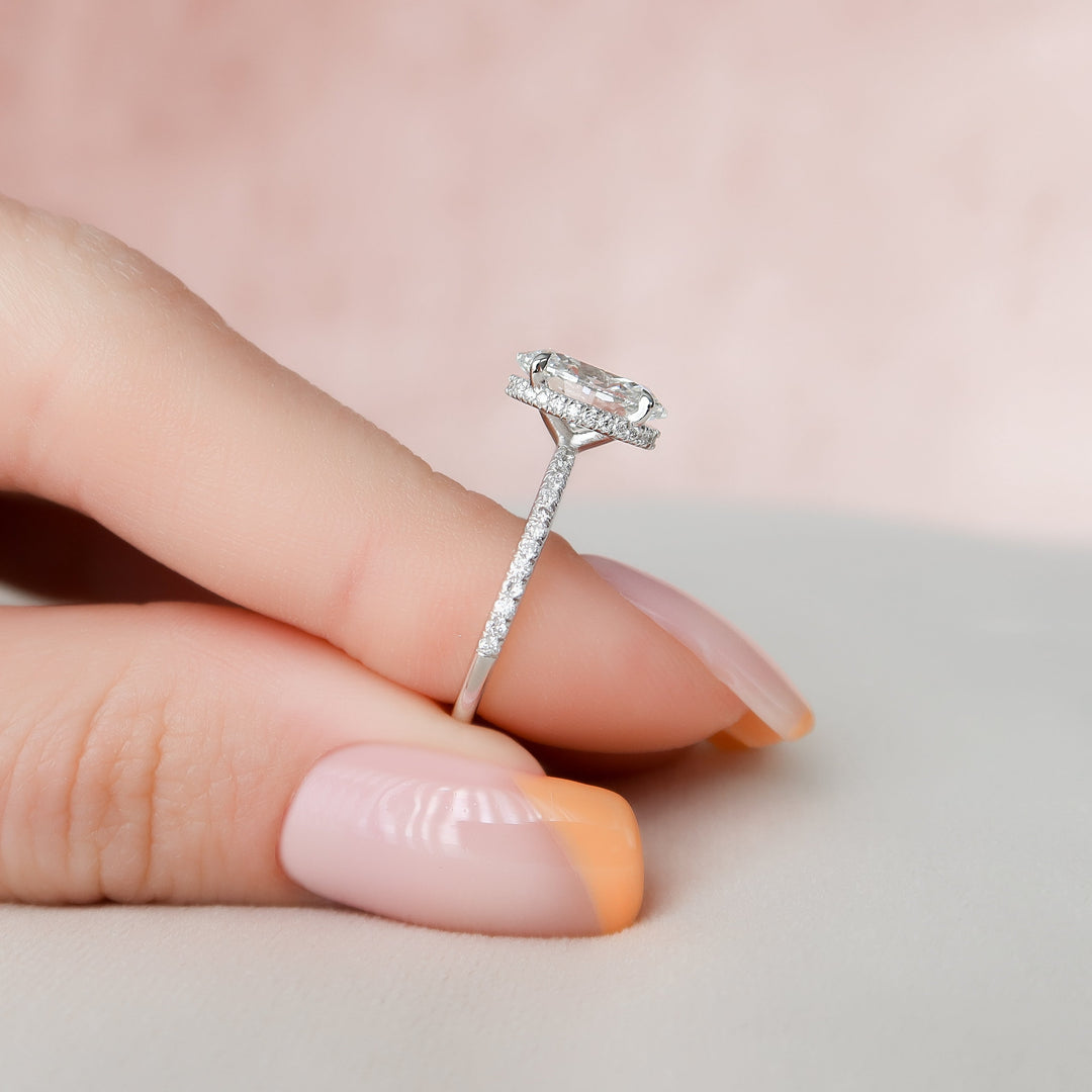 The Pave April Oval Lab Diamond Moissanite Engagement Ring