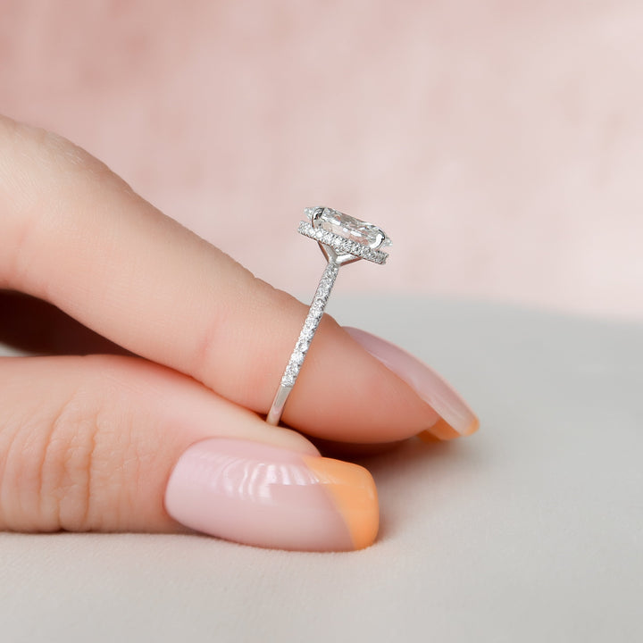 The Pave April Oval Lab Diamond Moissanite Engagement Ring *Shown with 2 ct #material_white