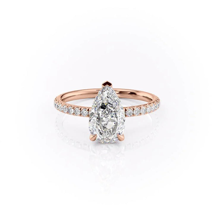 The Pave April Set With Pear Pave Lab Diamond 1 Carat 14K Rose#material_rose