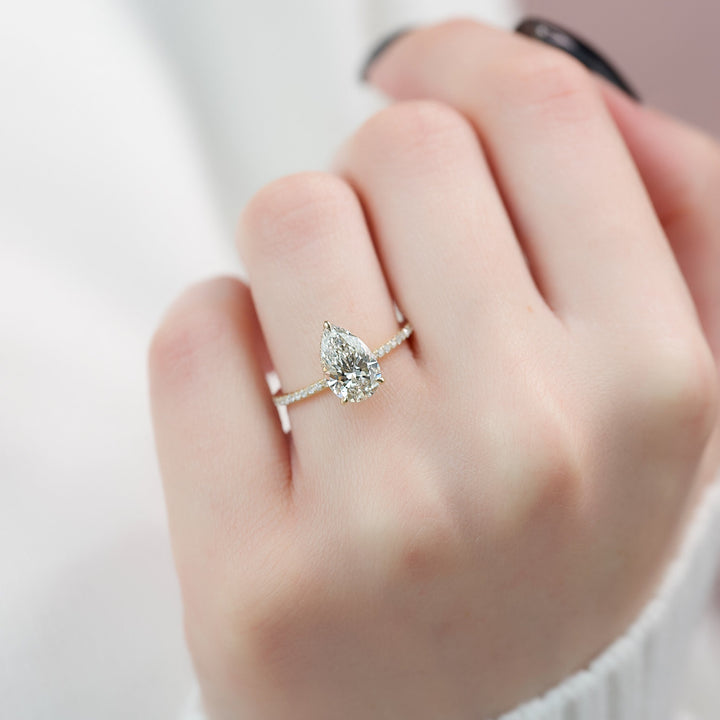 The Pave April Pear Lab Diamond Moissanite Engagement Ring *Shown with 2.5 ct #material_gold