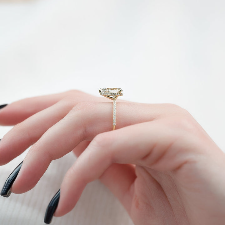 The Pave April Pear Lab Diamond Moissanite Engagement Ring *Shown with 2.5 ct #material_gold