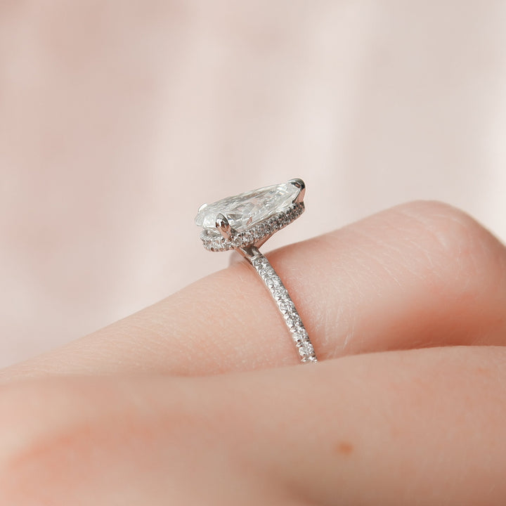 The Pave April Pear Lab Diamond Moissanite Engagement Ring *Shown with 1.5 ct #material_white