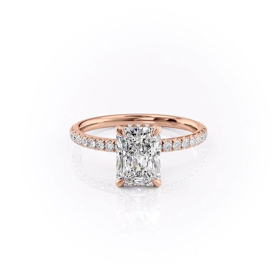 The Pave April Set With Radiant Pave Lab Diamond 1 Carat 14K Rose#material_rose