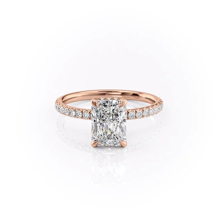 The Pave April Set With Radiant Pave Lab Diamond 1 Carat 14K Rose#material_rose