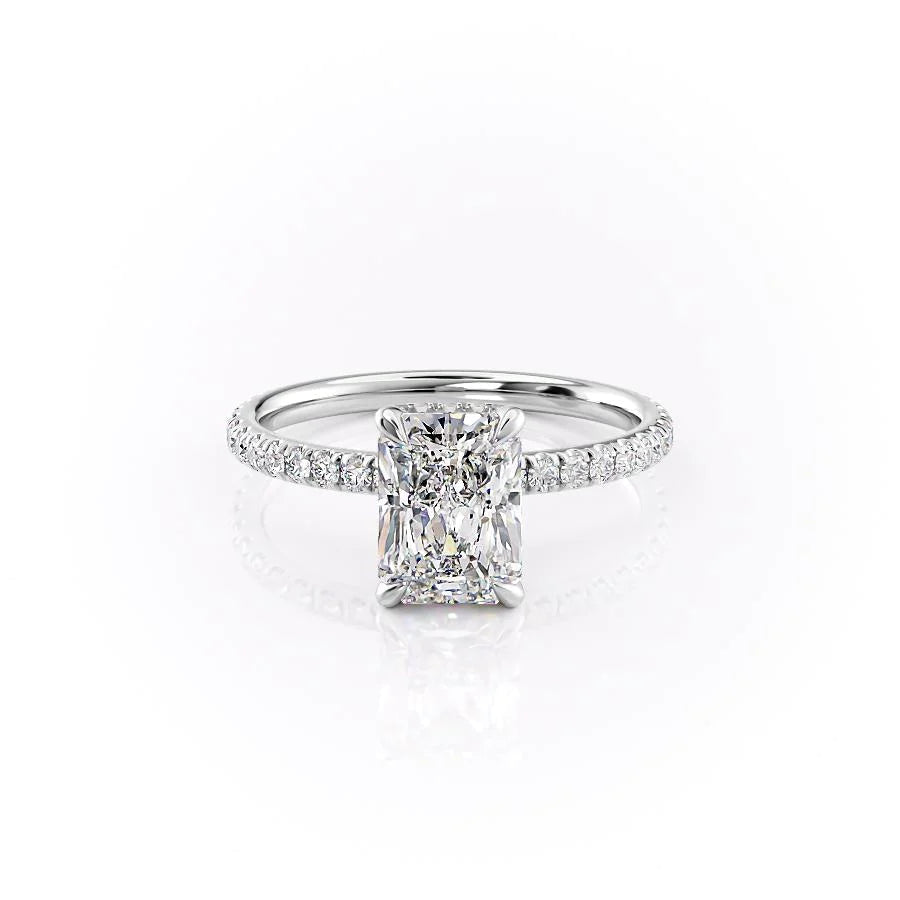 The Pave April Set With Radiant Pave Lab Diamond 1 Carat 14K White#material_white