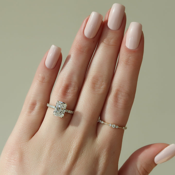 The Pave April Radiant Lab Diamond Moissanite Engagement Ring *Shown with 2.5 ct #material_gold