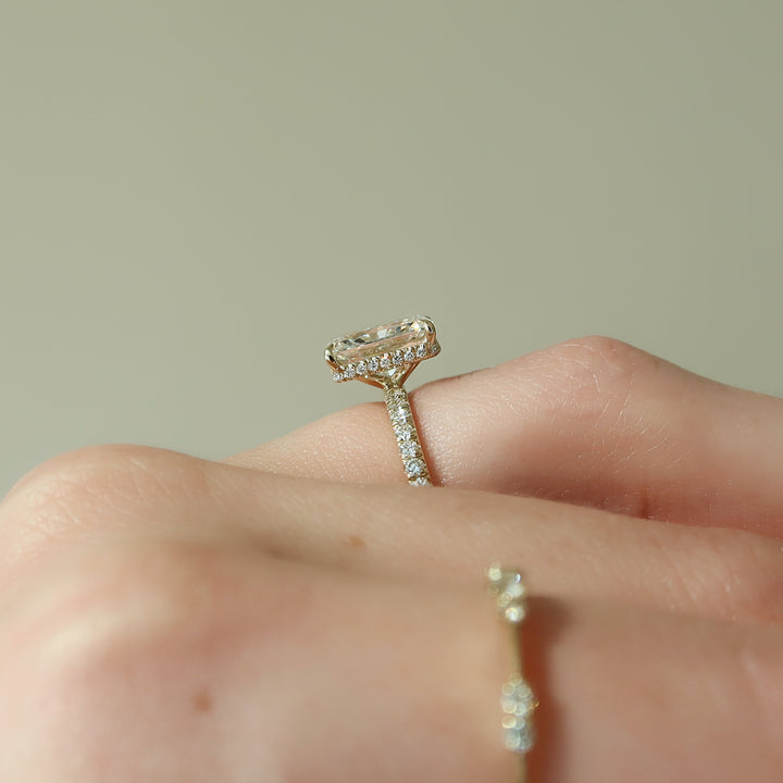 The Pave April Radiant Lab Diamond Moissanite Engagement Ring *Shown with 2.5 ct #material_gold
