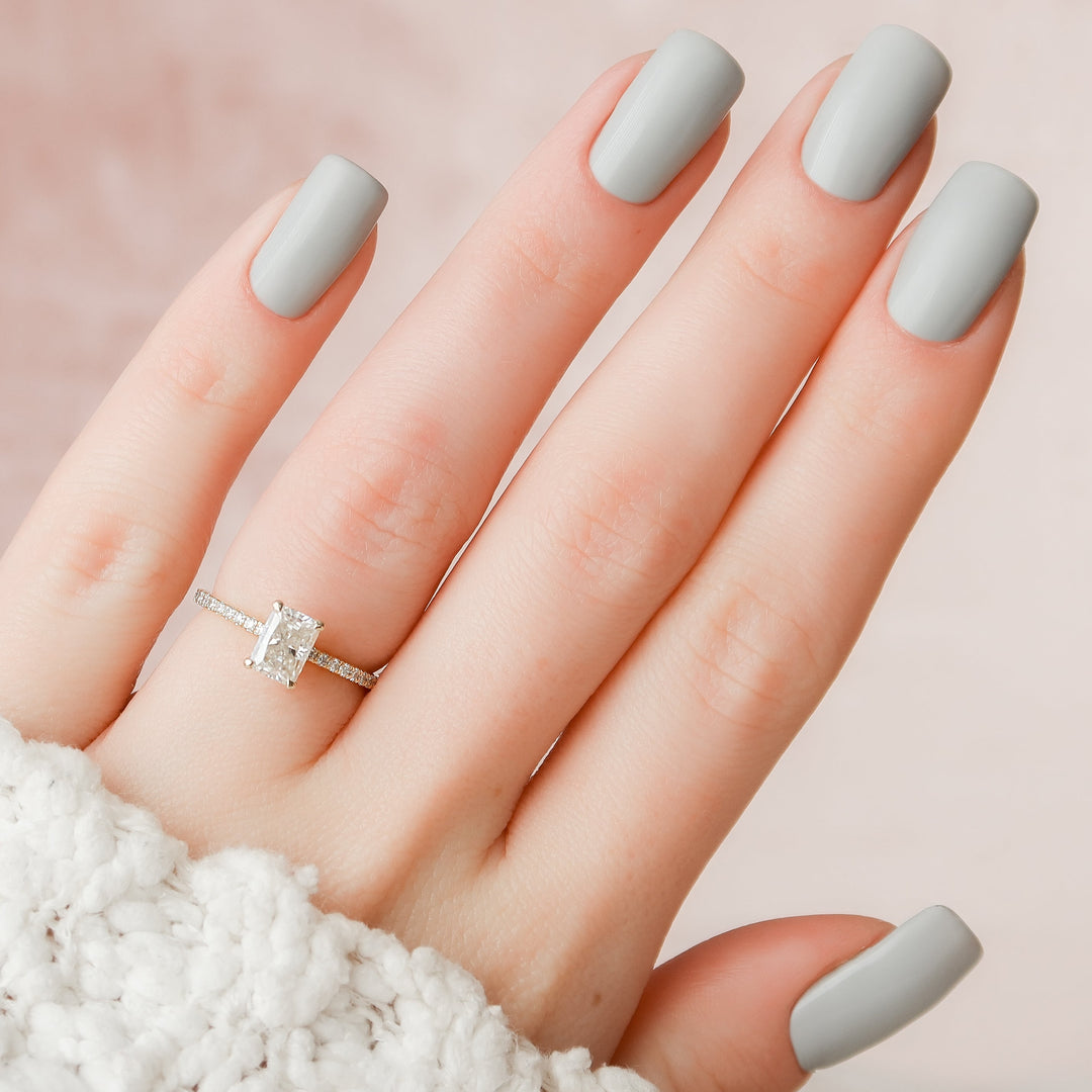 The Pave April Radiant Lab Diamond Moissanite Engagement Ring