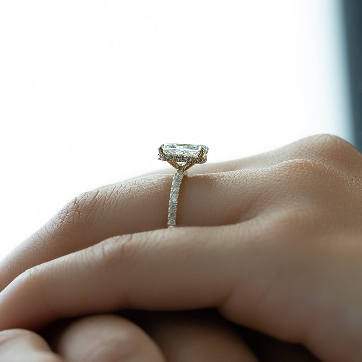 The Pave April Radiant Lab Diamond Moissanite Engagement Ring *Shown with 2 ct #material_gold