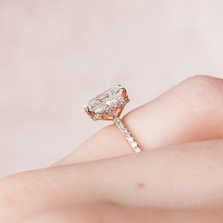 The Pave April Radiant Lab Diamond Moissanite Engagement Ring *Shown with 2 ct #material_rose