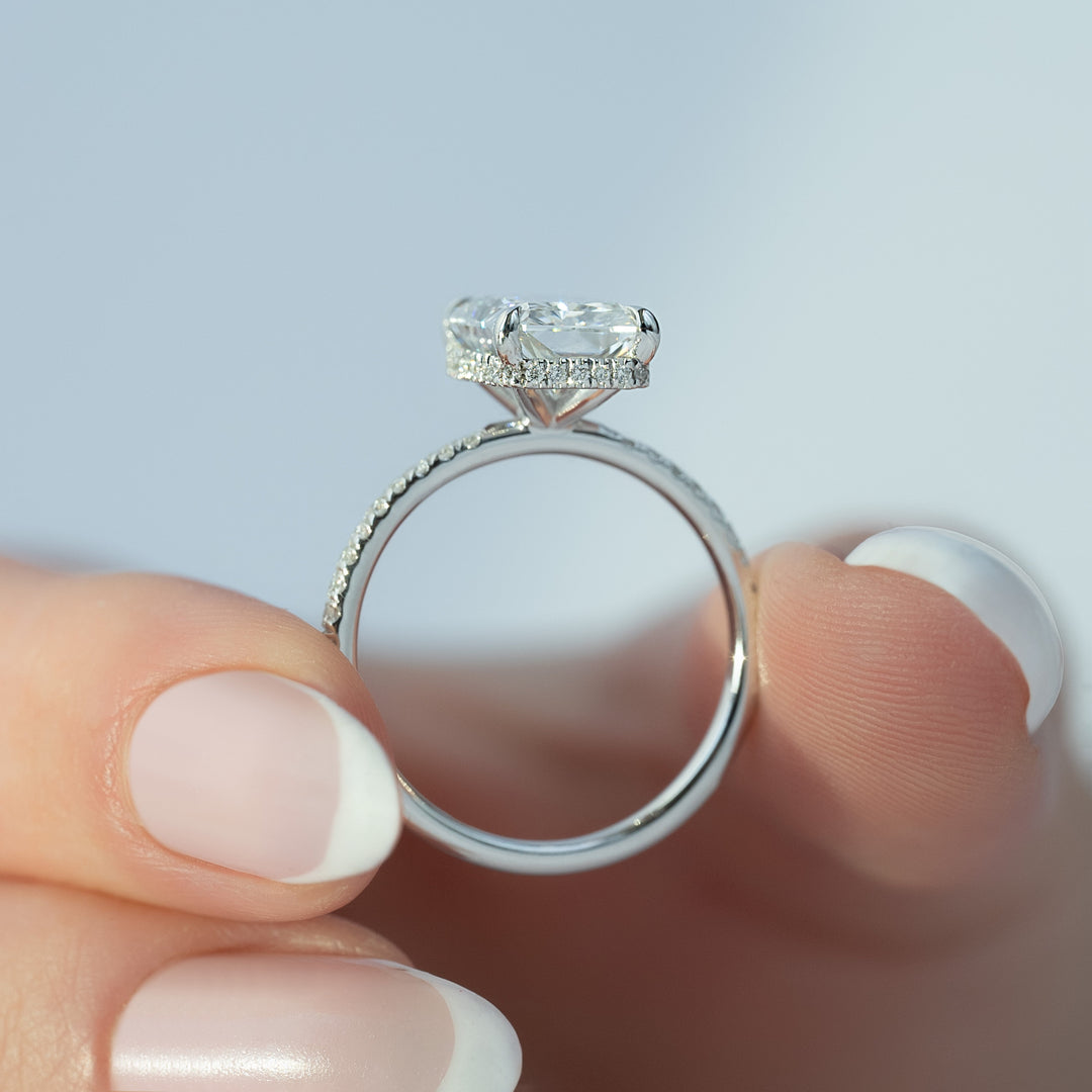 The Pave April Radiant Lab Diamond Moissanite Engagement Ring