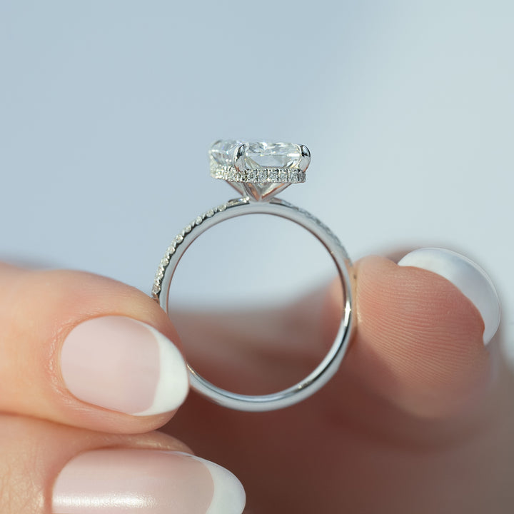 The Pave April Radiant Lab Diamond Moissanite Engagement Ring *Shown with 3.5 ct #material_white